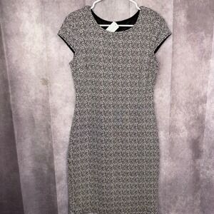 NWT Hailey 23 Women's Small Knit Dress Black White Cap Sleeve Sheath Business‎